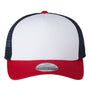 Imperial Hats Mens North Country Snapback Trucker Hat - White/Red/Dark Navy Blue - Closeout
