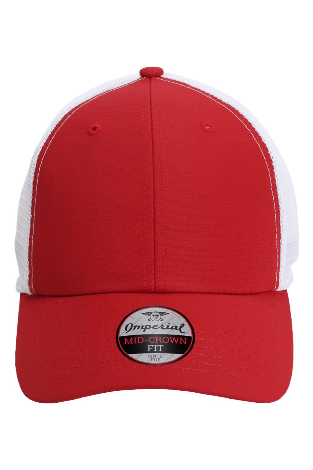 Imperial Hats X210SM Mens The Original Sport Mesh Moisture Wicking Snapback Hat Cardinal Red/White Flat Front