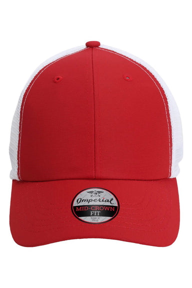 Imperial Hats X210SM Mens The Original Sport Mesh Moisture Wicking Snapback Hat Cardinal Red/White Flat Front