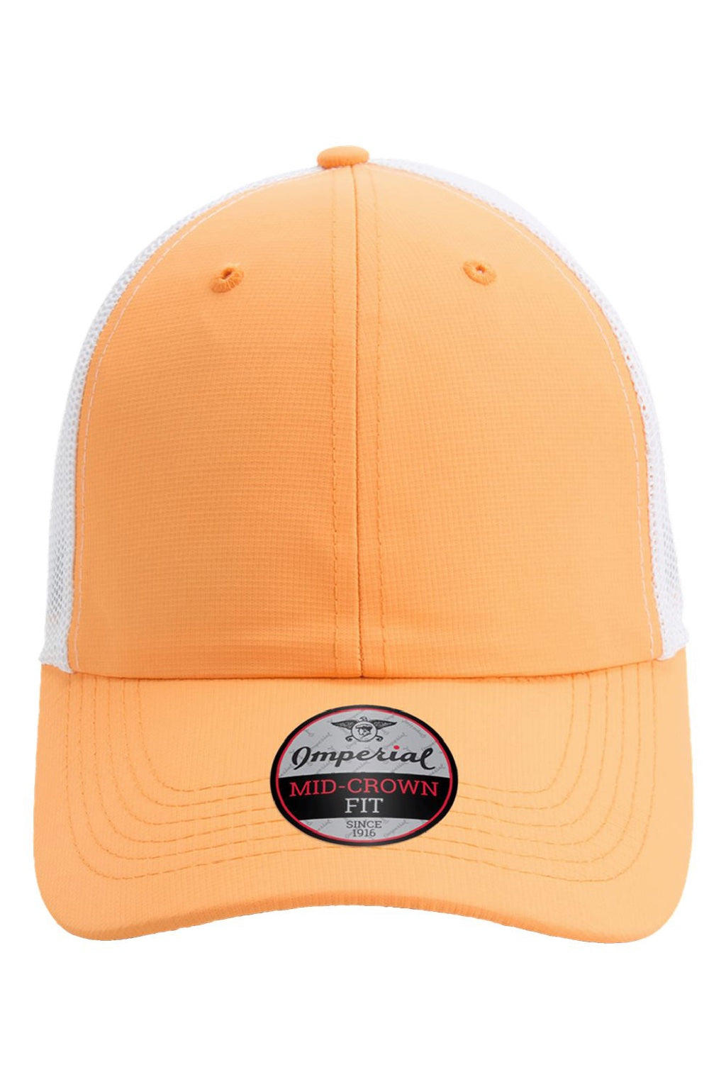 Imperial Hats X210SM Mens The Original Sport Mesh Moisture Wicking Snapback Hat Melon Orange/White Flat Front