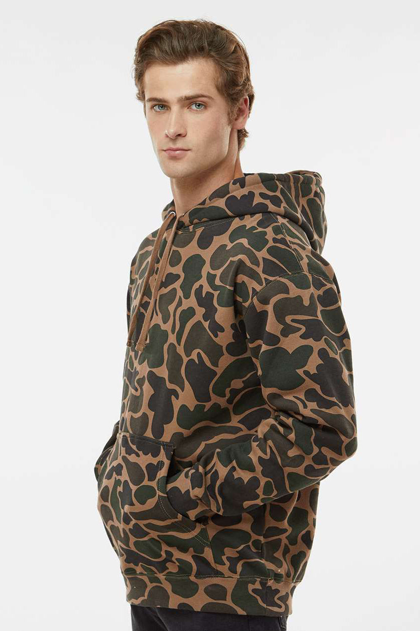 Independent Trading Company IND4000 Mens Hooded Sweatshirt Hoodie w/ Pouch Pocket Duck Camo Model Side