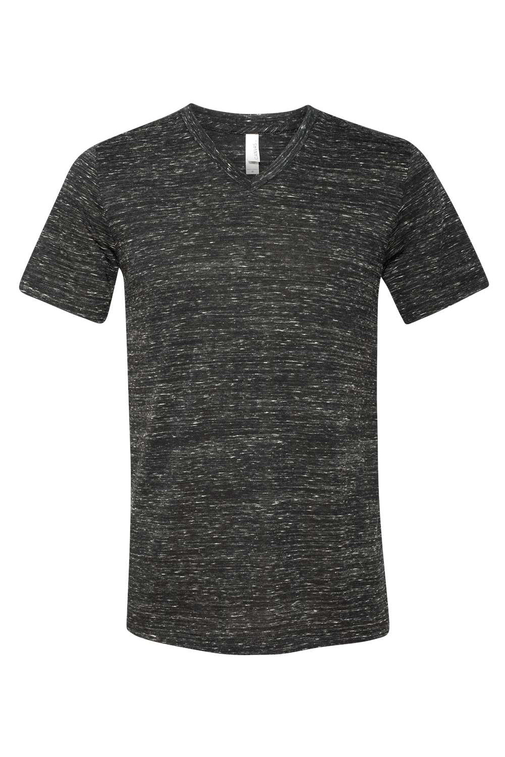 Bella + Canvas BC3005/3005/3655C Mens Jersey Short Sleeve V-Neck T-Shirt Black Marble Flat Front