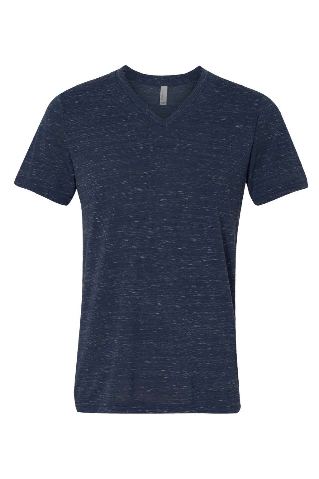 Bella + Canvas BC3655/3655C Mens Textured Jersey Short Sleeve V-Neck T-Shirt Navy Blue Marble Flat Front