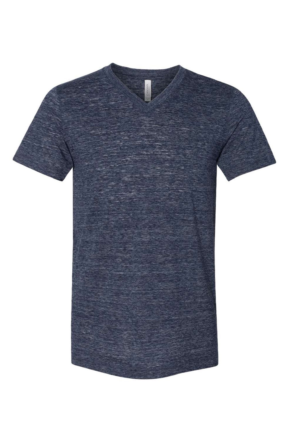 Bella + Canvas BC3655/3655C Mens Textured Jersey Short Sleeve V-Neck T-Shirt Navy Blue Slub Flat Front