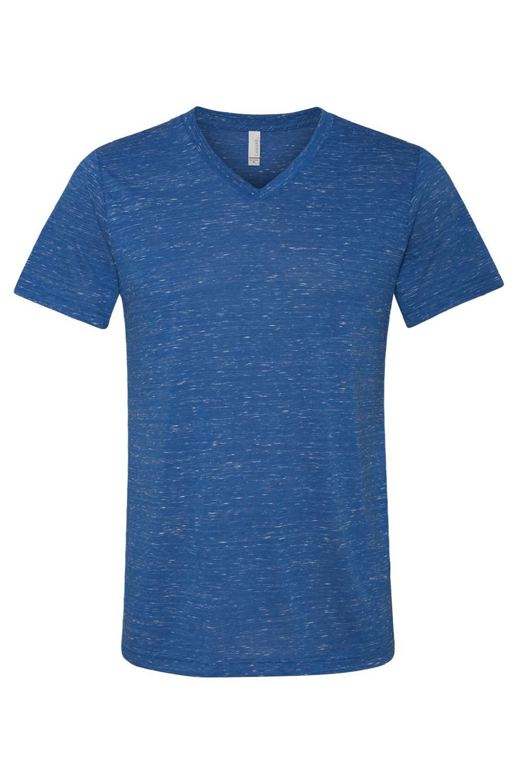 Bella + Canvas BC3655/3655C Mens Textured Jersey Short Sleeve V-Neck T-Shirt True Royal Blue Marble Flat Front