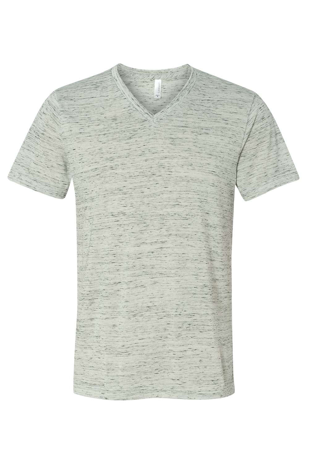 Bella + Canvas BC3005/3005/3655C Mens Jersey Short Sleeve V-Neck T-Shirt White Marble Flat Front