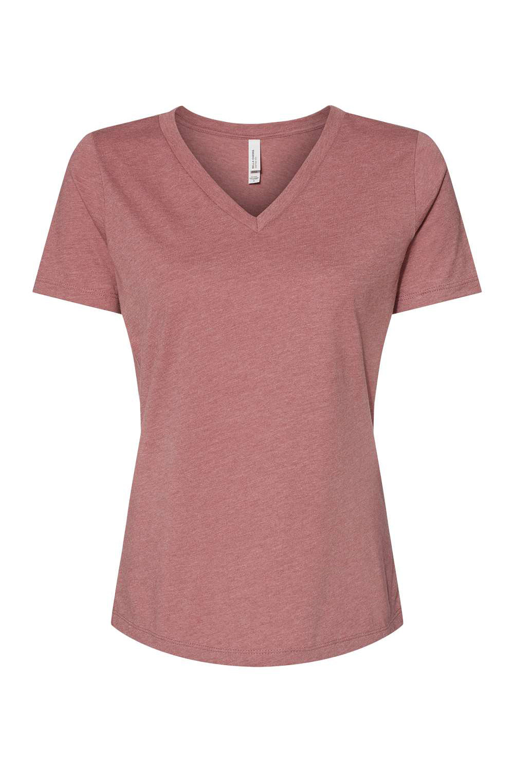 Bella + Canvas BC6405CVC Womens CVC Short Sleeve V-Neck T-Shirt Heather Mauve Flat Front