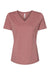 Bella + Canvas BC6405CVC Womens CVC Short Sleeve V-Neck T-Shirt Heather Mauve Flat Front
