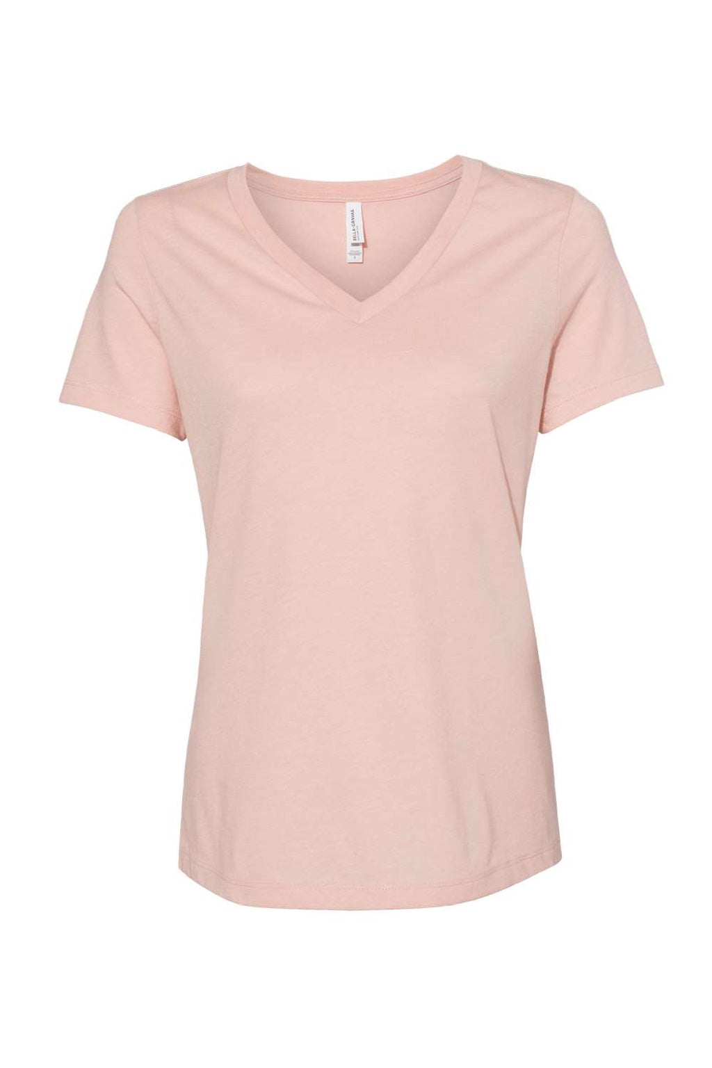 Bella + Canvas BC6405CVC/6405CVC Womens CVC Short Sleeve V-Neck T-Shirt Heather Peach Flat Front
