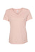 Bella + Canvas BC6405CVC Womens CVC Short Sleeve V-Neck T-Shirt Heather Peach Flat Front