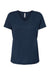 Bella + Canvas BC6415 Womens Short Sleeve V-Neck T-Shirt Solid Navy Blue Flat Front