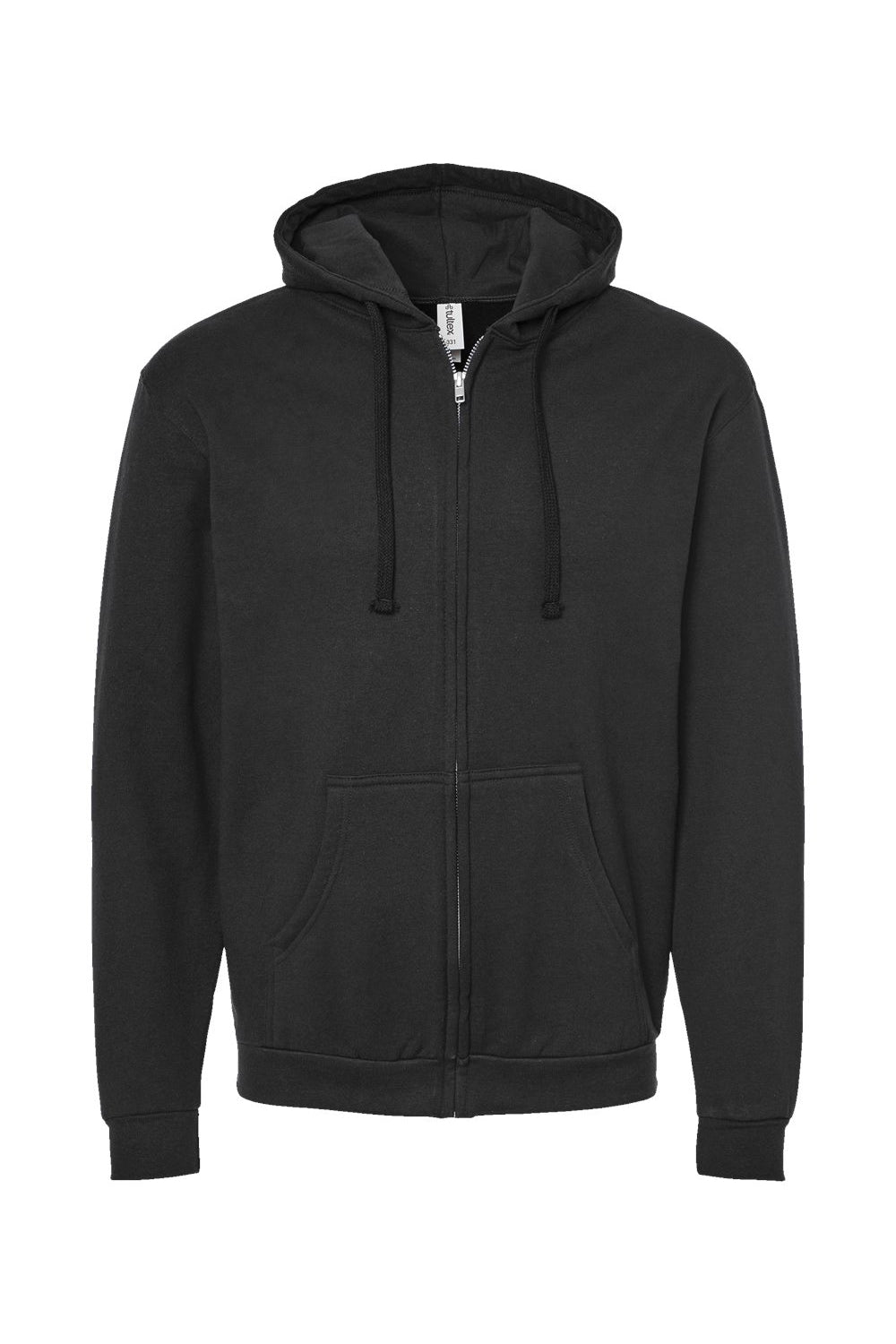 Tultex 331 Mens Full Zip Hooded Sweatshirt Hoodie w/ Pockets Black Flat Front