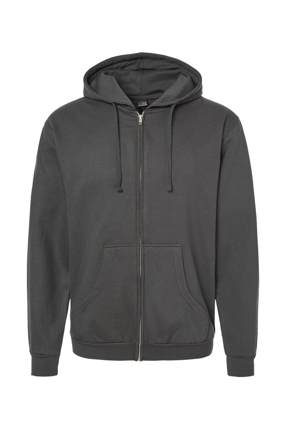Tultex 331 Mens Full Zip Hooded Sweatshirt Hoodie w/ Pockets Charcoal Grey Flat Front
