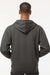 Tultex 331 Mens Full Zip Hooded Sweatshirt Hoodie w/ Pockets Charcoal Grey Model Back