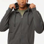 Tultex Mens Full Zip Hooded Sweatshirt Hoodie w/ Pockets - Charcoal Grey