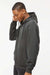 Tultex 331 Mens Full Zip Hooded Sweatshirt Hoodie w/ Pockets Charcoal Grey Model Side