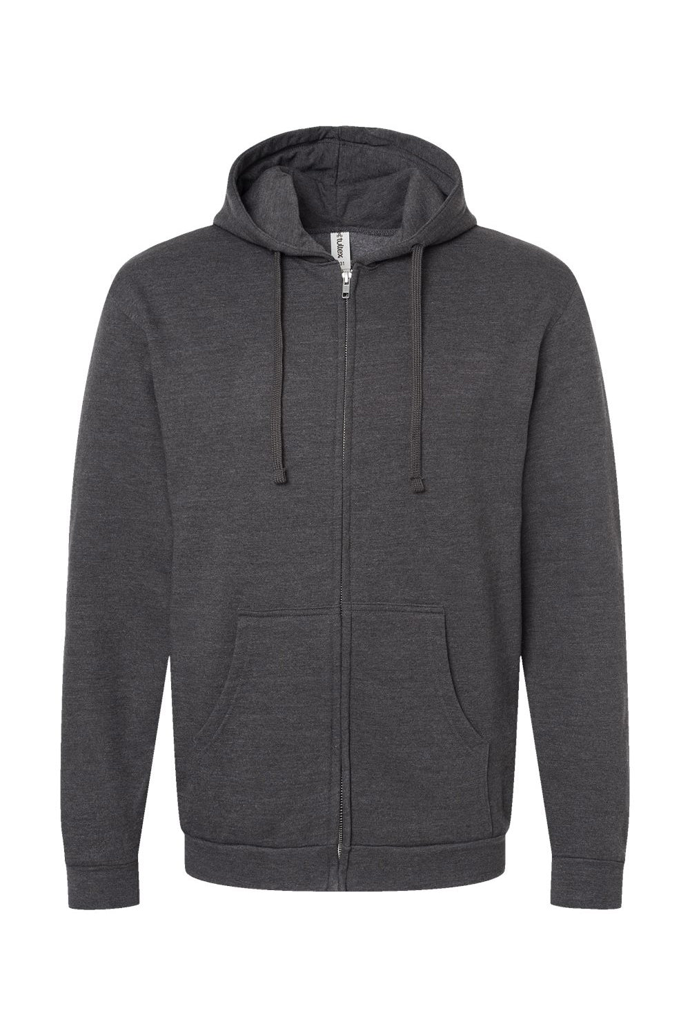 Tultex 331 Mens Full Zip Hooded Sweatshirt Hoodie w/ Pockets Heather Charcoal Grey Flat Front