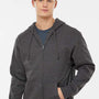 Tultex Mens Full Zip Hooded Sweatshirt Hoodie w/ Pockets - Heather Charcoal Grey