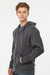 Tultex 331 Mens Full Zip Hooded Sweatshirt Hoodie w/ Pockets Heather Charcoal Grey Model Side