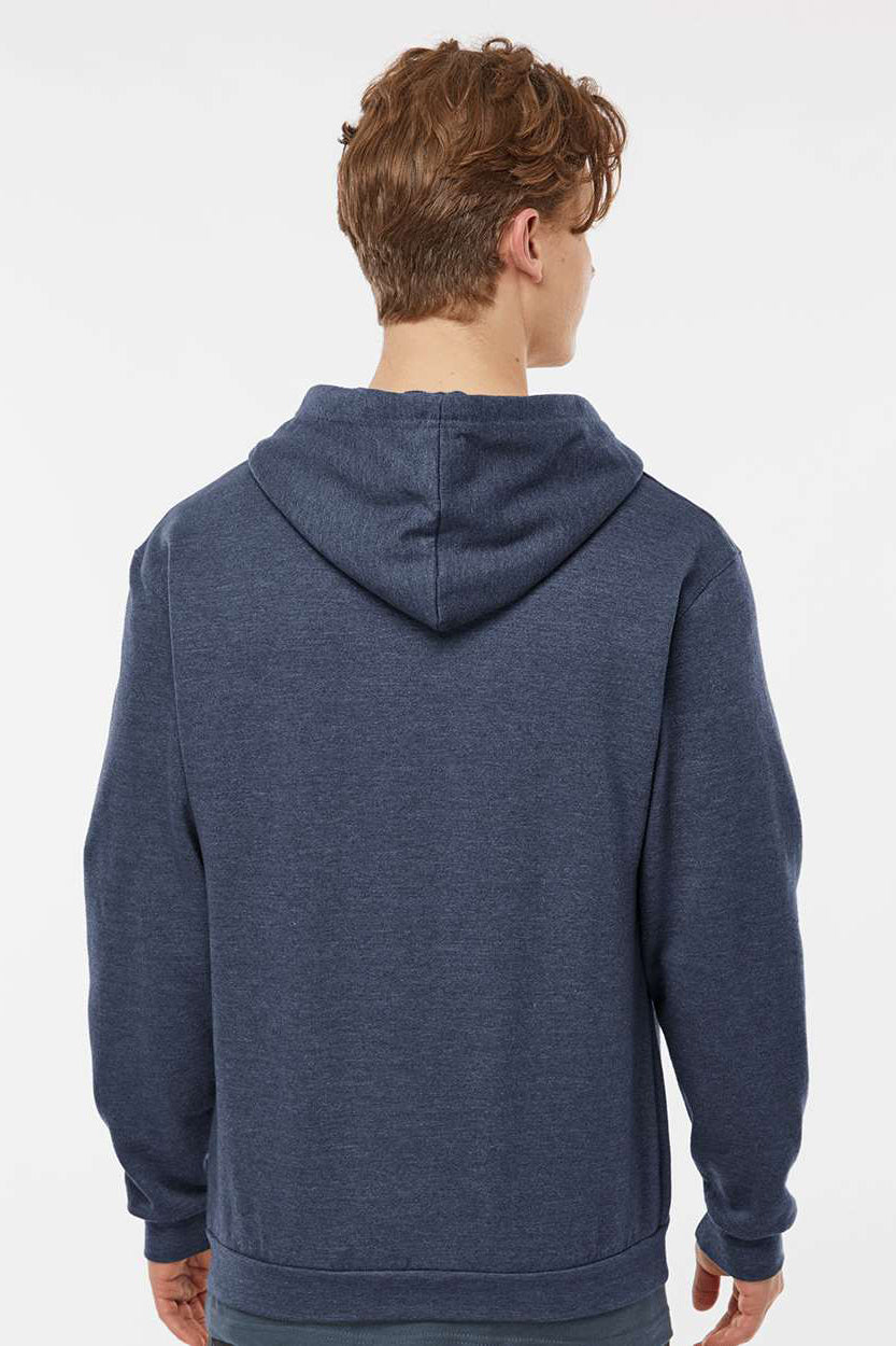 Tultex 331 Mens Full Zip Hooded Sweatshirt Hoodie w/ Pockets Heather Denim Blue Model Back
