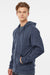 Tultex 331 Mens Full Zip Hooded Sweatshirt Hoodie w/ Pockets Heather Denim Blue Model Side