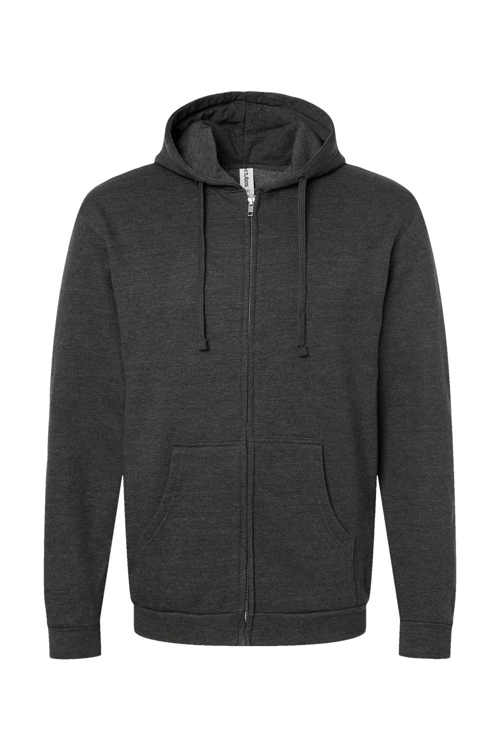 Tultex 331 Mens Full Zip Hooded Sweatshirt Hoodie w/ Pockets Heather Graphite Grey Flat Front