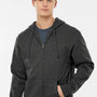 Tultex Mens Full Zip Hooded Sweatshirt Hoodie w/ Pockets - Heather Graphite Grey