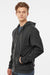 Tultex 331 Mens Full Zip Hooded Sweatshirt Hoodie w/ Pockets Heather Graphite Grey Model Side