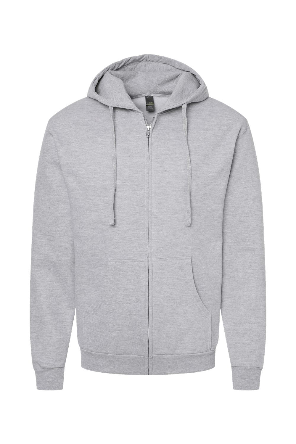 Tultex 331 Mens Full Zip Hooded Sweatshirt Hoodie w/ Pockets Heather Grey Flat Front