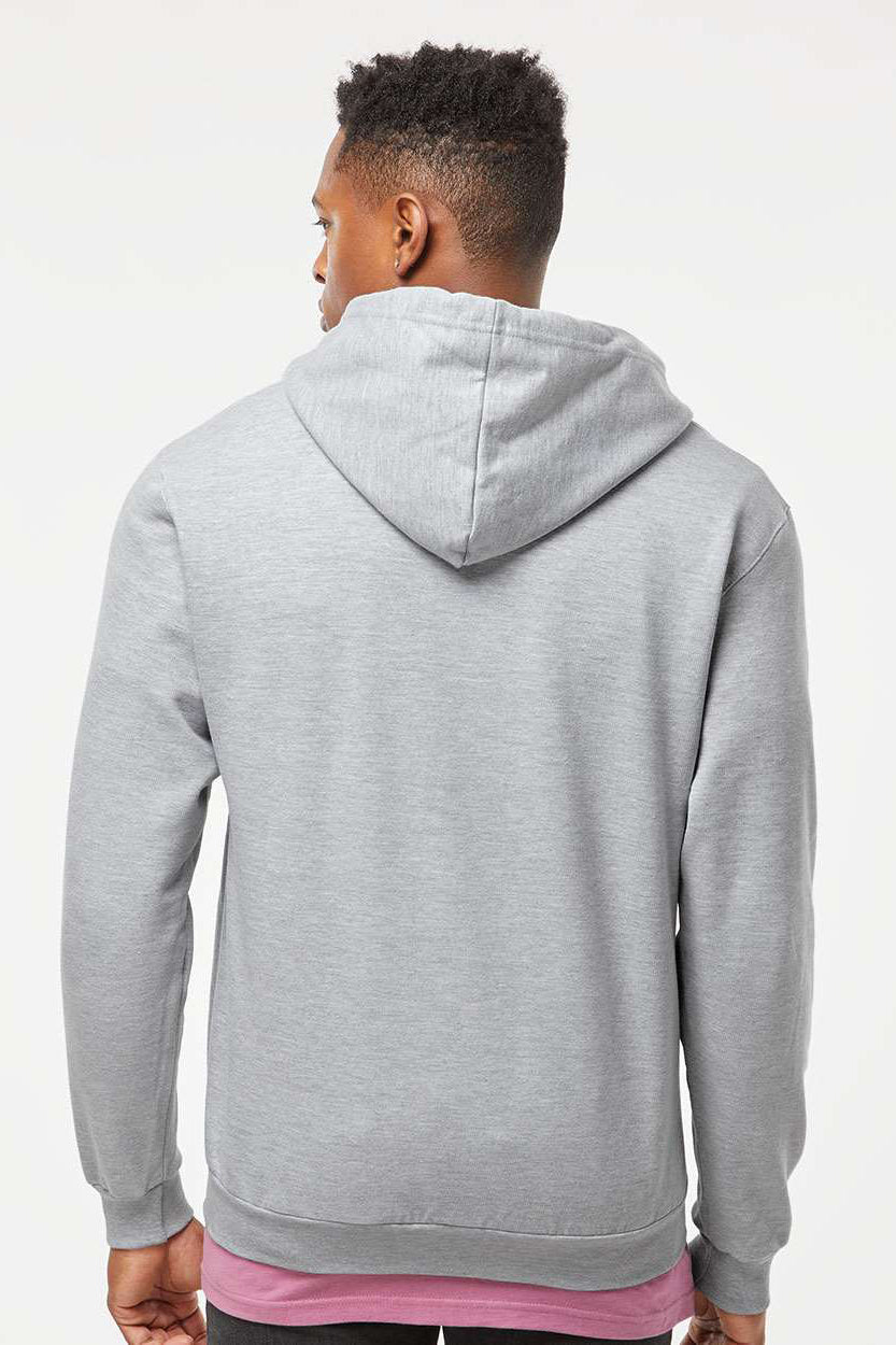 Tultex 331 Mens Full Zip Hooded Sweatshirt Hoodie w/ Pockets Heather Grey Model Back