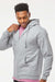 Tultex 331 Mens Full Zip Hooded Sweatshirt Hoodie w/ Pockets Heather Grey Model Side