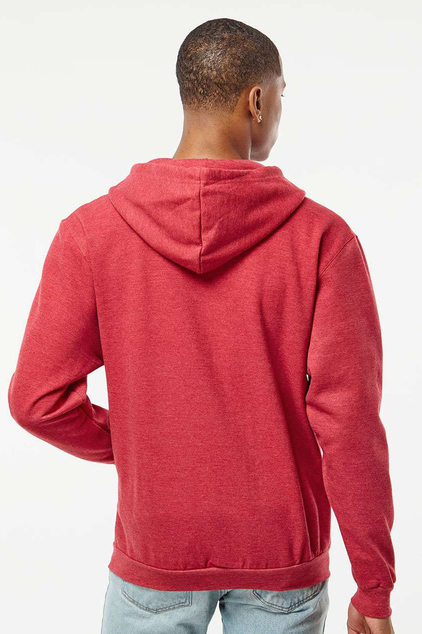 Tultex 331 Mens Full Zip Hooded Sweatshirt Hoodie w/ Pockets Heather Red Model Back