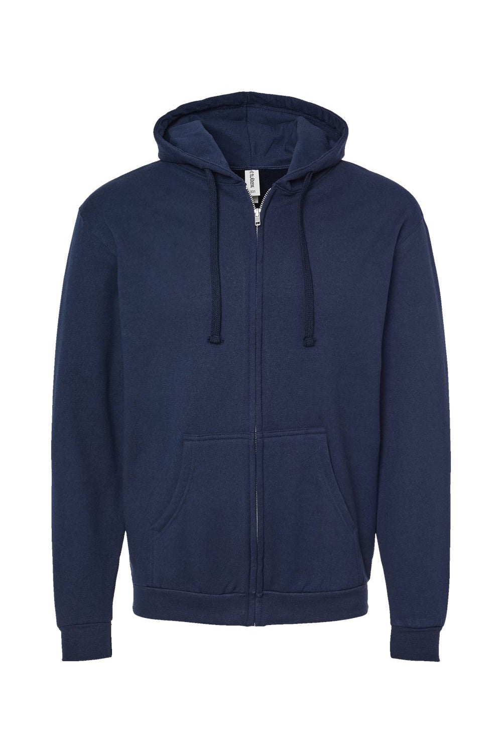 Tultex 331 Mens Full Zip Hooded Sweatshirt Hoodie w/ Pockets Navy Blue Flat Front