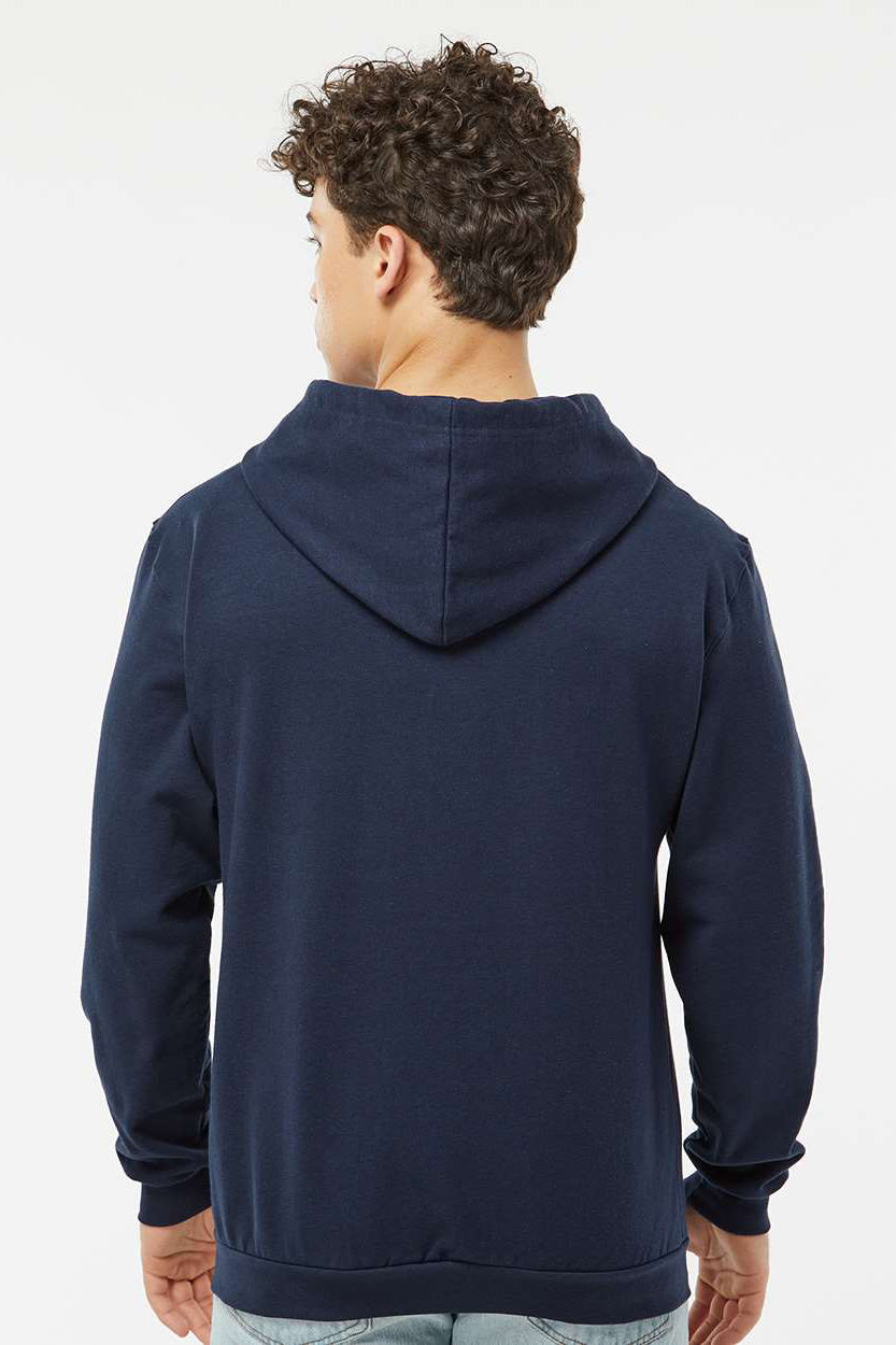 Tultex 331 Mens Full Zip Hooded Sweatshirt Hoodie w/ Pockets Navy Blue Model Back