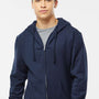 Tultex Mens Full Zip Hooded Sweatshirt Hoodie w/ Pockets - Navy Blue