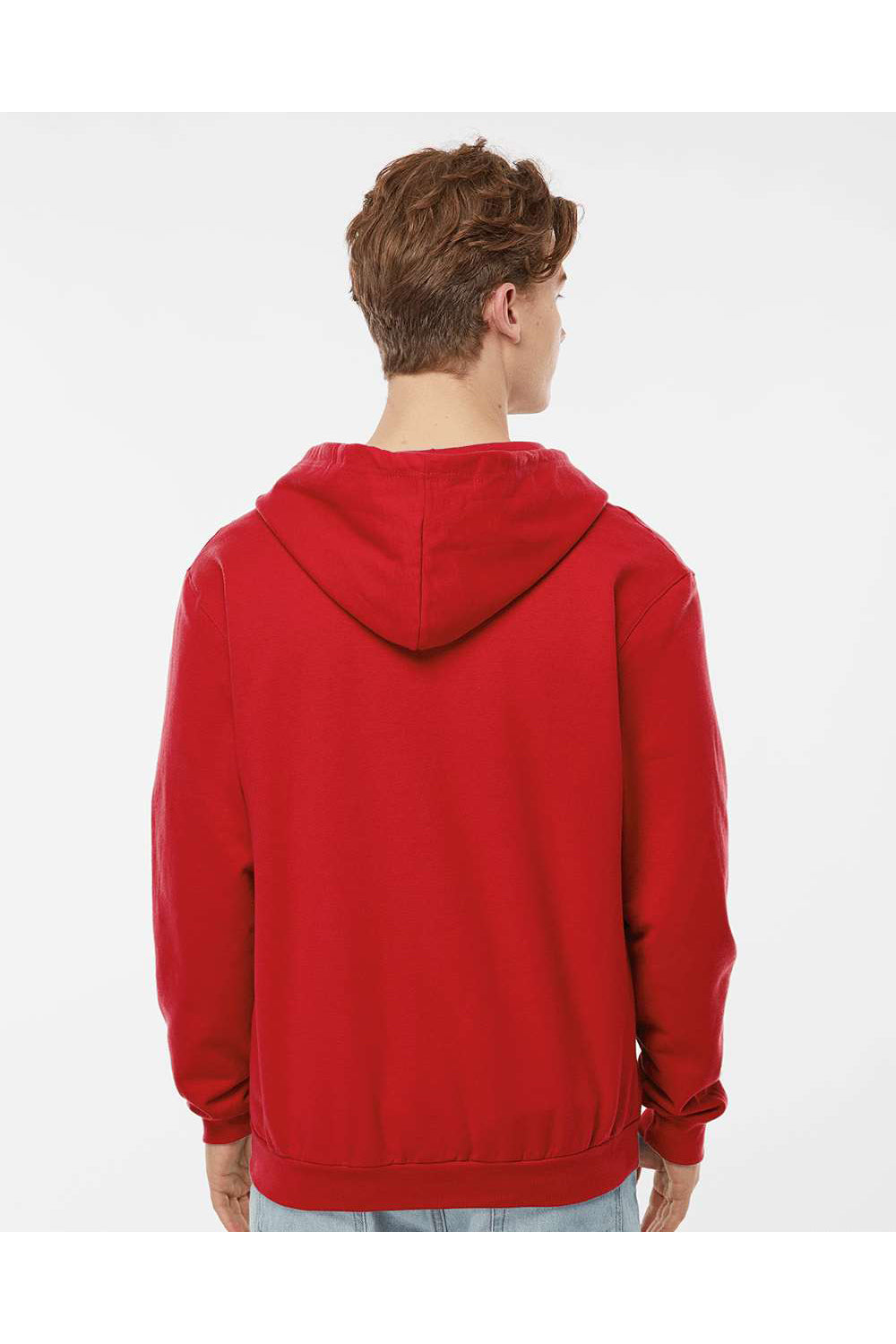 Tultex 331 Mens Full Zip Hooded Sweatshirt Hoodie Red Model Back