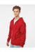 Tultex 331 Mens Full Zip Hooded Sweatshirt Hoodie Red Model Side