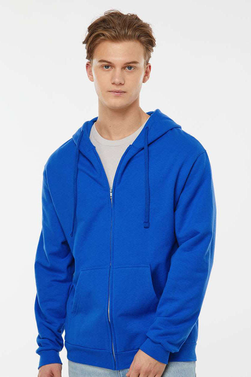 Tultex 331 Mens Full Zip Hooded Sweatshirt Hoodie w/ Pockets Royal Blue Model Front