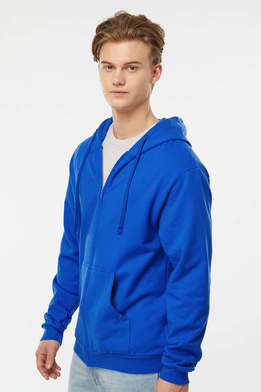 Tultex 331 Mens Full Zip Hooded Sweatshirt Hoodie w/ Pockets Royal Blue Model Side