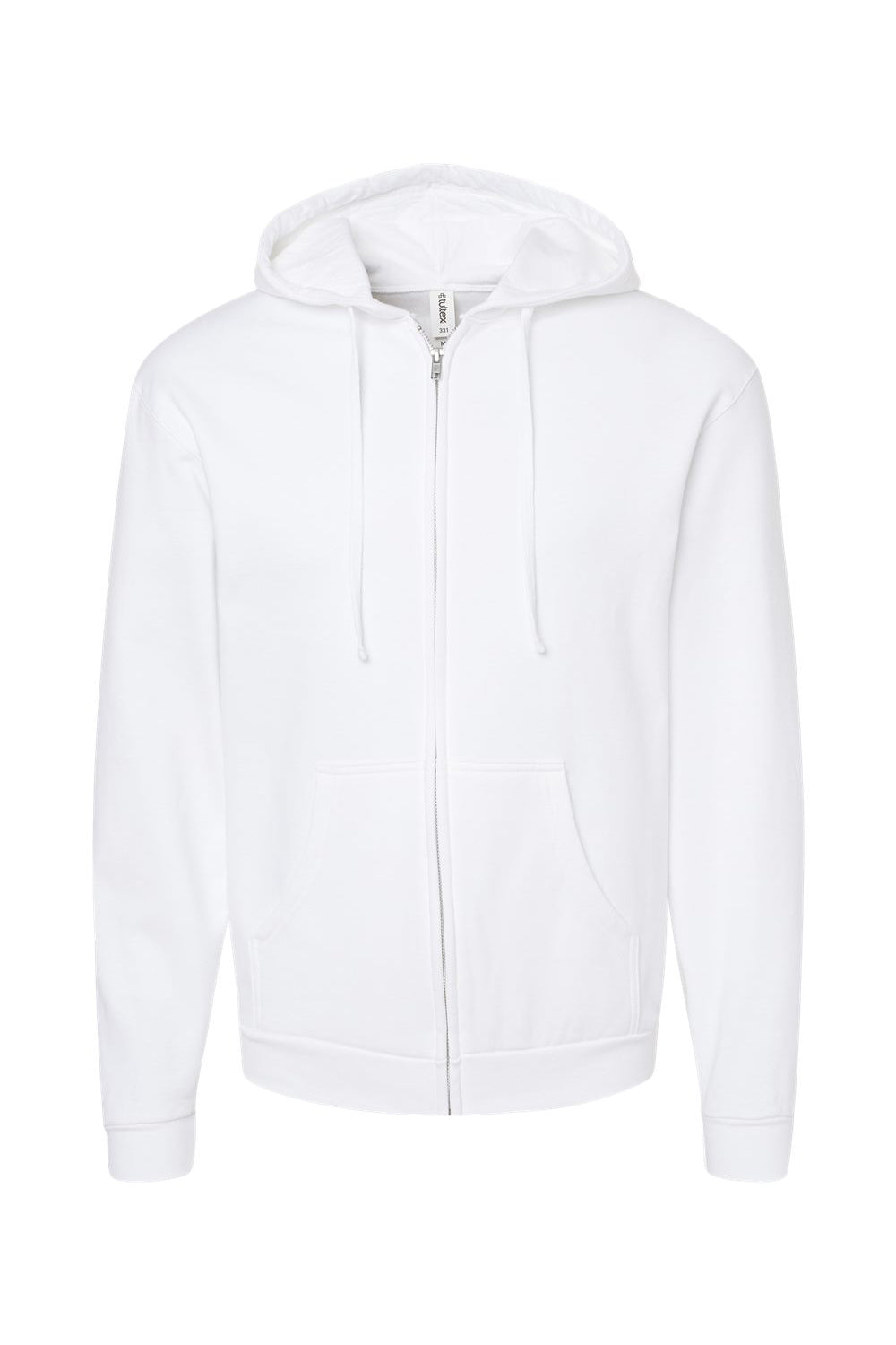 Tultex 331 Mens Full Zip Hooded Sweatshirt Hoodie w/ Pockets White Flat Front