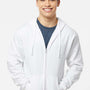 Tultex Mens Full Zip Hooded Sweatshirt Hoodie w/ Pockets - White