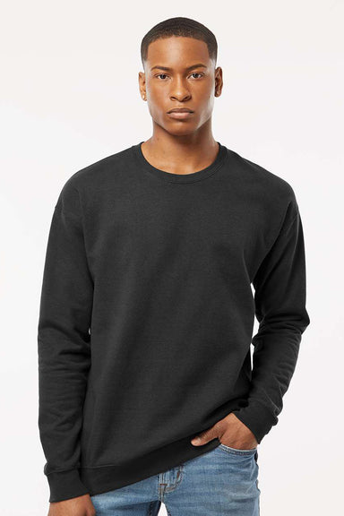 Tultex 340 Mens Fleece Crewneck Sweatshirt Black Model Front