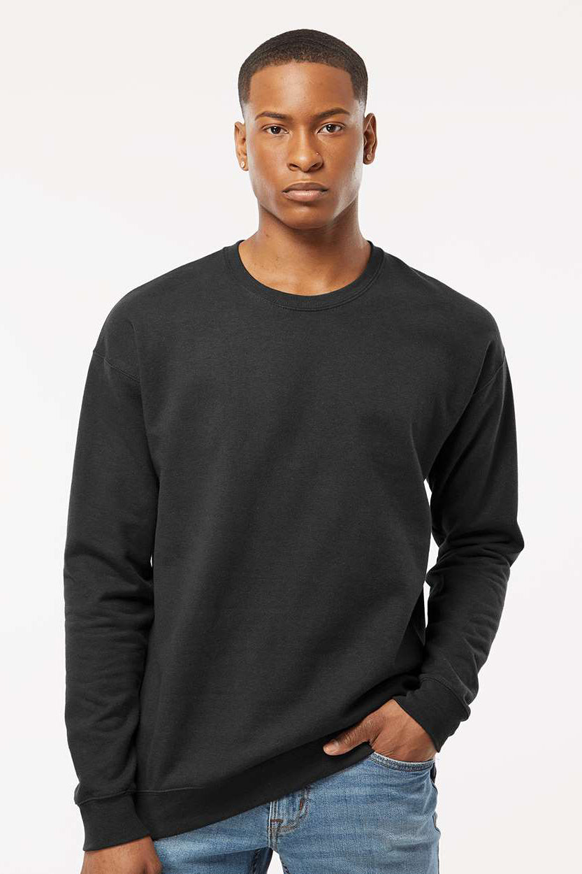 Tultex 340 Mens Fleece Crewneck Sweatshirt Black Model Front