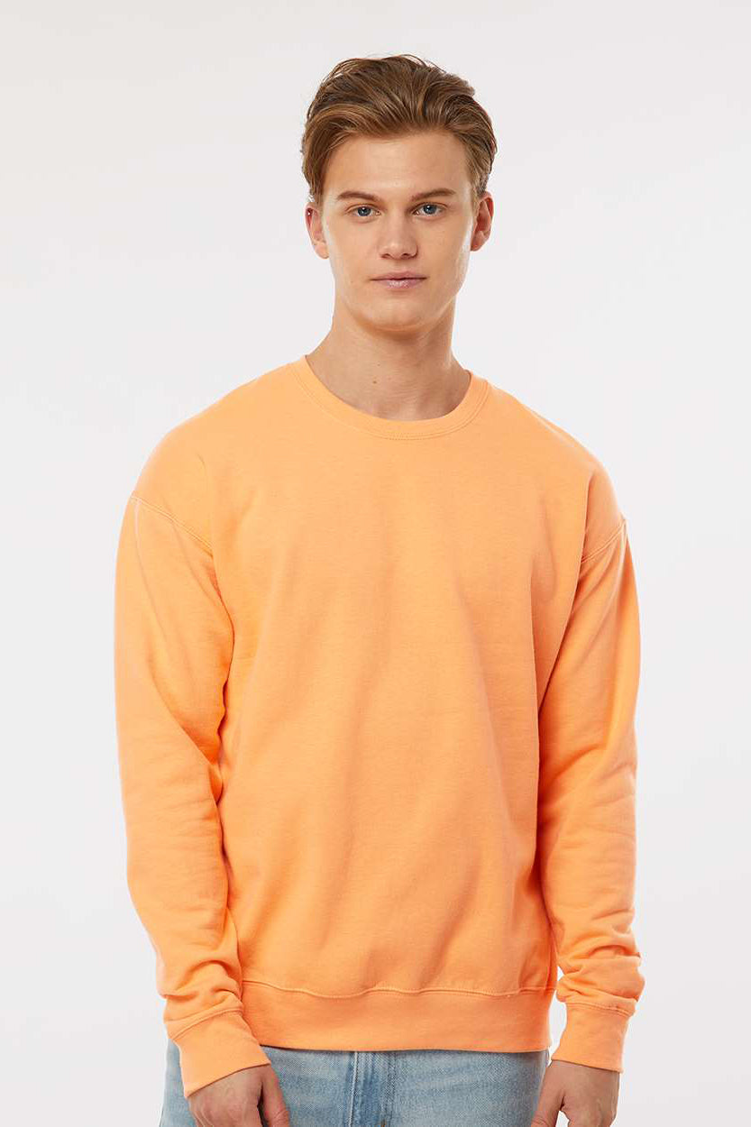Tultex 340 Mens Fleece Crewneck Sweatshirt Cantaloupe Orange Model Front