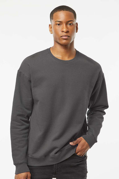 Tultex 340 Mens Fleece Crewneck Sweatshirt Charcoal Grey Model Front