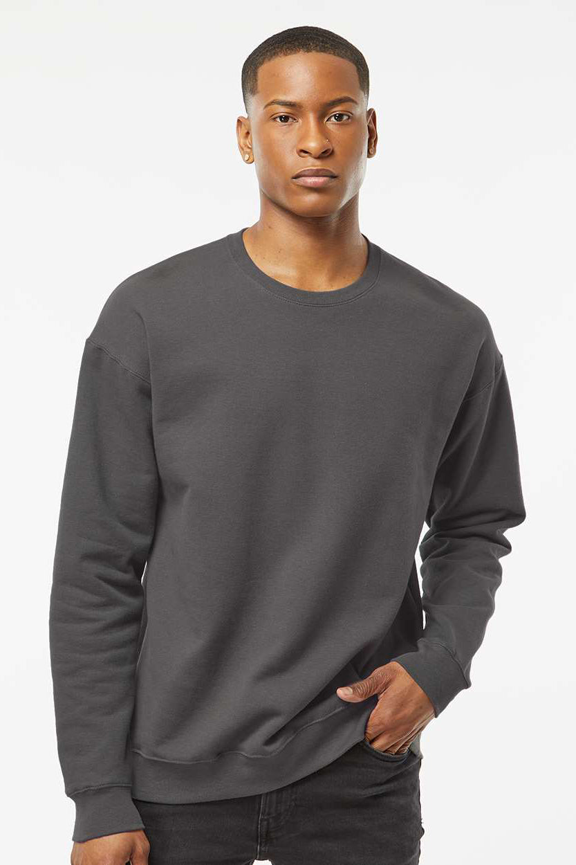 Tultex 340 Mens Fleece Crewneck Sweatshirt Charcoal Grey Model Front