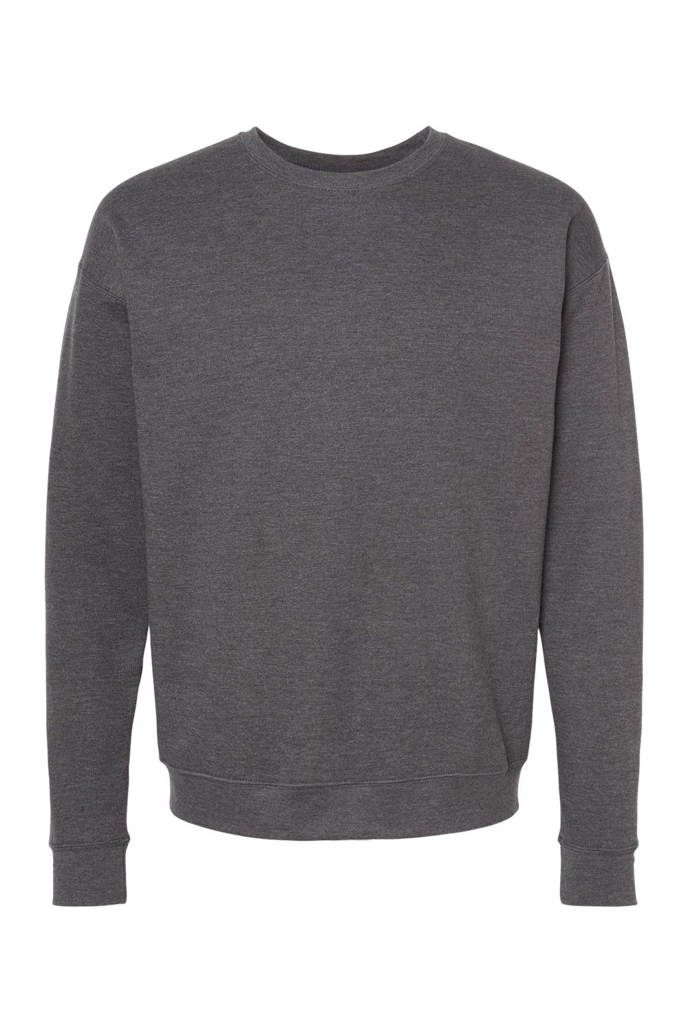Tultex 340 Mens Fleece Crewneck Sweatshirt Heather Charcoal Grey Flat Front