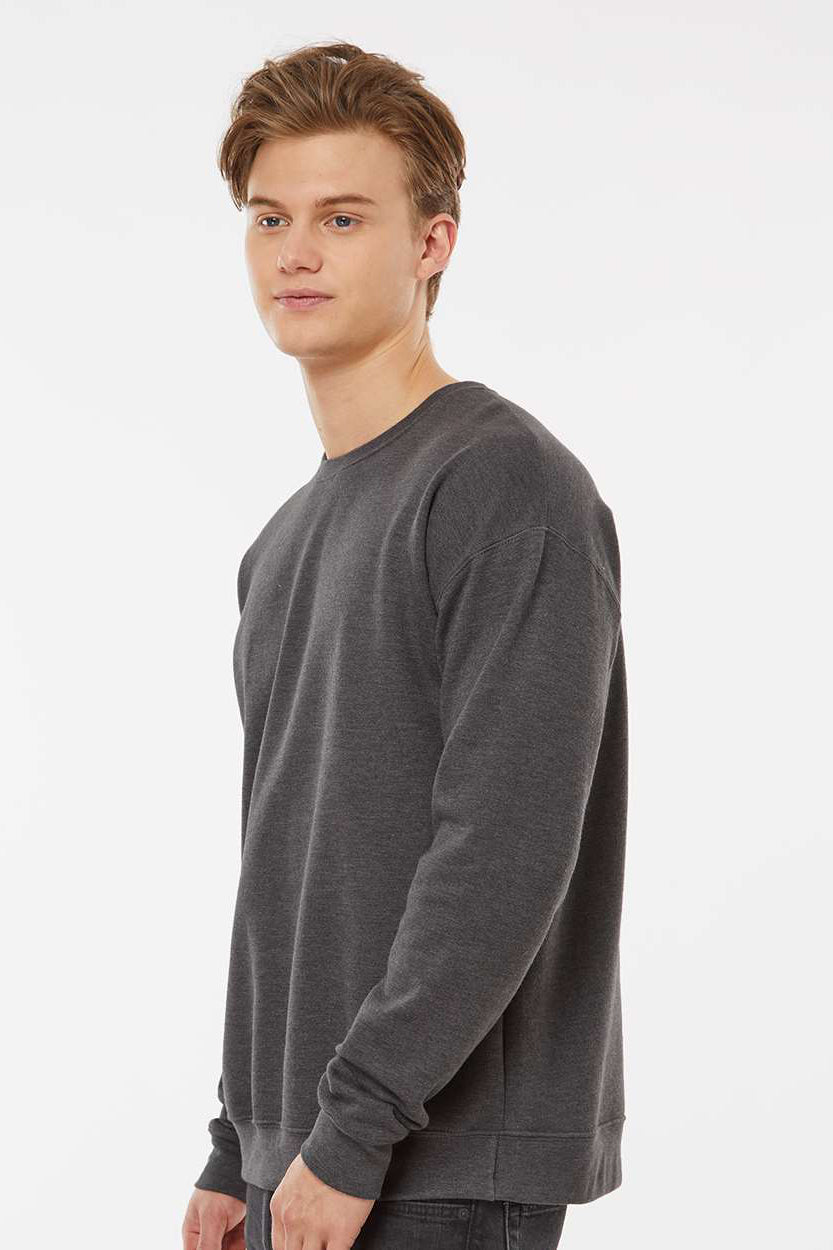 Tultex 340 Mens Fleece Crewneck Sweatshirt Heather Charcoal Grey Model Side