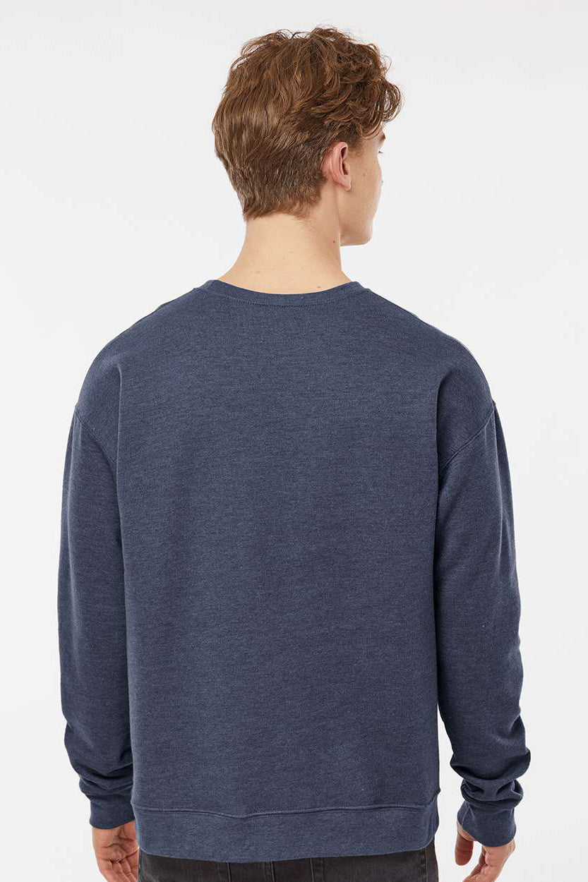 Tultex 340 Mens Fleece Crewneck Sweatshirt Heather Denim Blue Model Back
