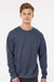 Tultex 340 Mens Fleece Crewneck Sweatshirt Heather Denim Blue Model Front